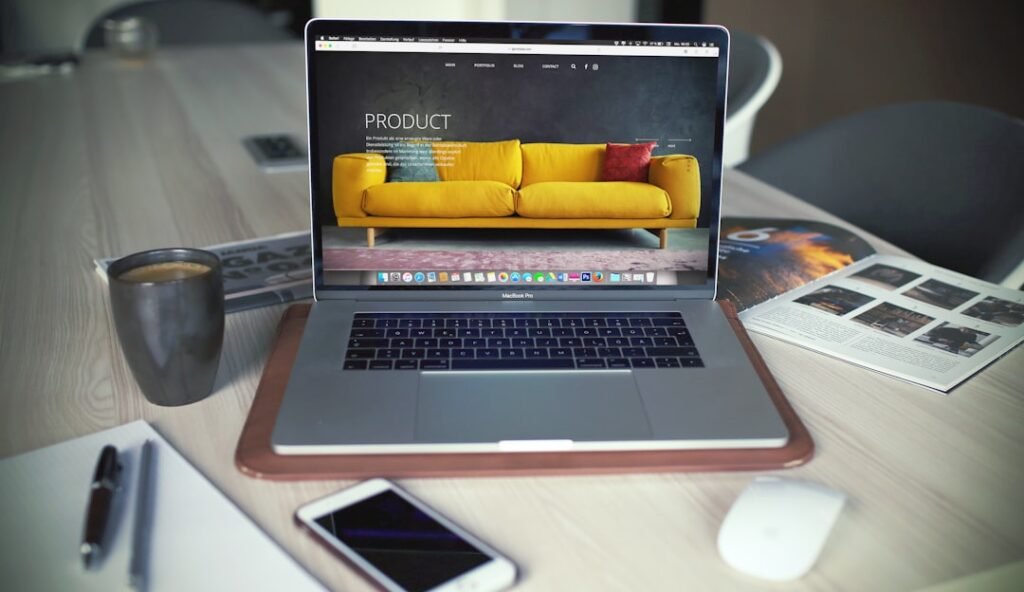 Desktop workspace used to plan seasonal online shopping