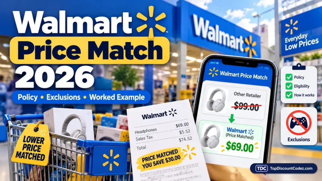 Walmart price match 2026 policy, exclusions and a worked example